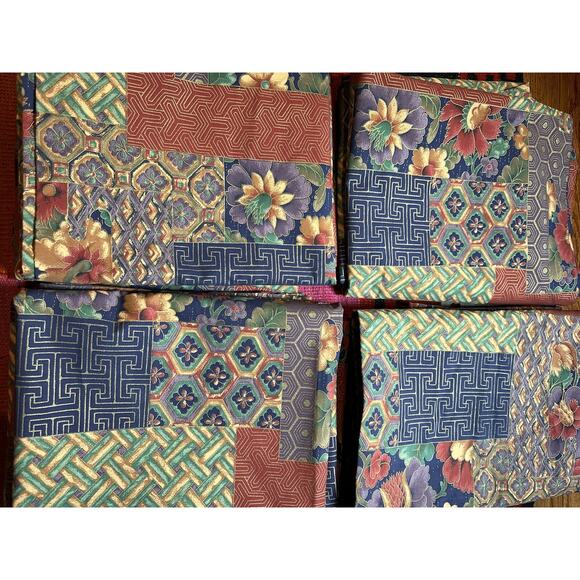 Sheridan Australia Drapes Curtains Set Of 4, Patchwork Blue Red Lined Rare50x84” - Picture 6 of 16